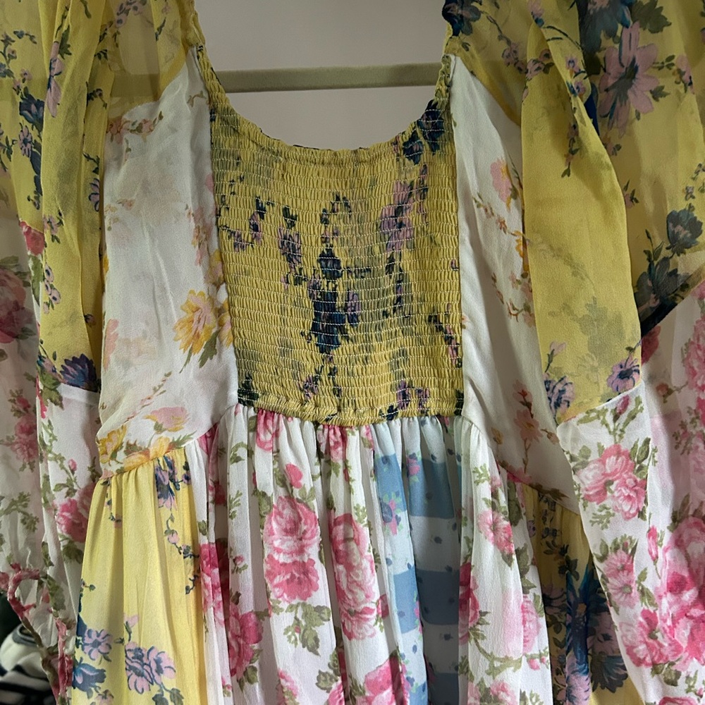 LoveShackFancy Roslyn Silk Floral Patchwork Maxi Dress - Picture 4 of 5